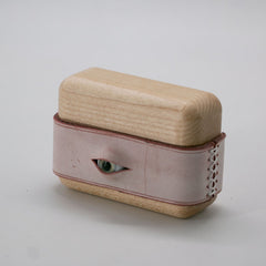 Handmade Pink Leather Wood AirPods Pro Case with Eye Custom Leather AirPods Pro Case Airpod Case Cover - iwalletsmen