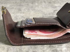Handmade Leather Mens Cool billfold Leather Wallet Men Small Wallets Trifold for Men