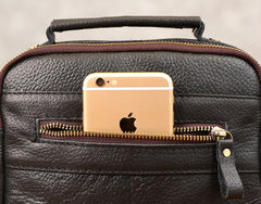 Cool Coffee Small Leather Mens Side Bag Messenger Bag Shoulder Bag for Men - iwalletsmen