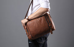 Cool Leather Brown Mens Messenger Bags Vintage Shoulder Bag  for Men - iwalletsmen
