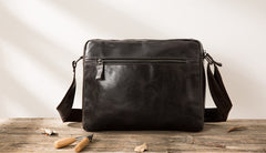 Cool Black Leather Mens Messenger Bag Vintage Shoulder Bag for Men - iwalletsmen