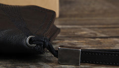 Genuine Leather Mens Cool Biker Chain Wallet Long Leather Wallet Slim Clutch Wristlet Wallet for Men