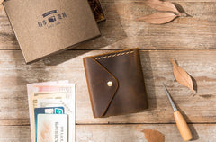 Cool Handmade Leather Mens Small Wallets Bifold Vintage billfold Wallet for Men - iwalletsmen