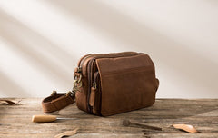 Cool Small Mens Leather Camel Bag Messenger Bags Shoulder Bags  for Men - iwalletsmen