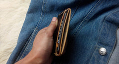 Handmade Leather Mens Slim Front Pocket Wallets Leather Card Wallet for Men - iwalletsmen