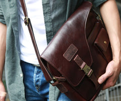 Cool Leather Mens Large Messenger Bags Shoulder Bag for men - iwalletsmen