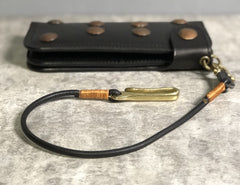 Handmade Leather Biker Wallet Long Mens Cool Chain Wallet Trucker Wallet with Chain