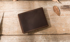 Coffee Cool Leather Mens Slim Small Wallets Bifold Vintage billfold Wallet for Men - iwalletsmen