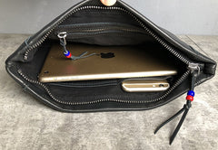 Genuine Leather Mens Clutch Cool Slim Wallet Zipper Clutch Wristlet Wallet for Men
