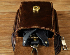 Small Mens Leather Belt Pouch Holster Belt Case Cell Phone Waist Pouch for Men - iwalletsmen