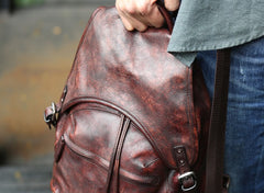 Coffee Leather Mens Backpack Travel Backpack Laptop Backpacks for men - iwalletsmen