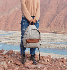 Cool Canvas Gray Mens Backpack Canvas Travel Bag Canvas School Bag for Men - iwalletsmen