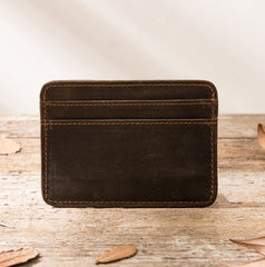 Mens Leather Slim Cards Holder Front Pocket Wallets Card Wallet for Men - iwalletsmen