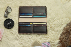 Vintage Leather Coffee Bifold Mens Long Wallet Leather Long Wallets for Men - iwalletsmen