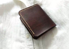 Vintage Leather Coffee Mens Small Wallet Leather Bifold Wallets for Men - iwalletsmen