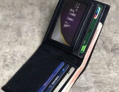 Handmade Leather Mens Cool Slim billfold Leather Wallet Men Small Wallets Bifold for Men