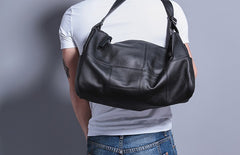 Cool Black Leather Mens Weekender Bag Travel Bags Shoulder Bags for men - iwalletsmen