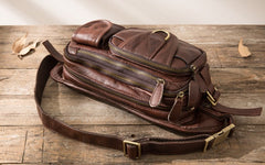 Coffee Cool Leather Fanny Packs Mens Waist Bag Hip Pack Belt Bag for Men - iwalletsmen