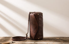 Cool Small Mens Leather Barrel Bag Messenger Bags Shoulder Bags  for Men - iwalletsmen