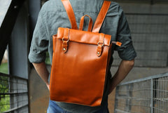 Brown Leather Mens Backpack Travel Backpacks Laptop Backpack for men - iwalletsmen