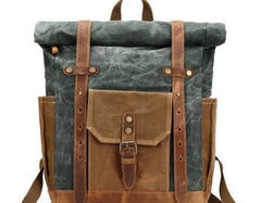 Waxed Canvas Leather Mens Travel Backpacks Canvas Backpack Canvas School Backpack for Men - iwalletsmen