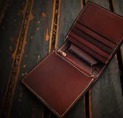 Handmade Leather Mens billfold Wallet Cool Slim Wallet Biker Wallet for Men