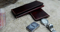Vintage Leather Mens Bifold Long Wallet Leather Long Wallets for Men - iwalletsmen
