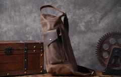 Genuine Leather Mens Cool Chest Bag Sling Bag Crossbody Bag Travel Bag Hiking Bag for men
