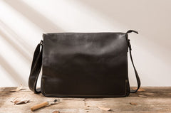 Black Large Leather Mens Cool Messenger Bags Shoulder Bags  for Men - iwalletsmen