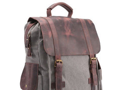 Mens Canvas Leather Backpack Canvas Hiking Backpack Canvas Travel Backpack for Men - iwalletsmen