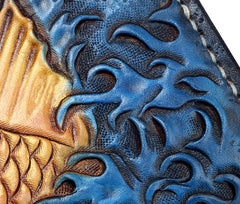 Handmade Leather Carp Mens Chain Biker Wallet Cool Leather Wallet Long Phone Wallets for Men