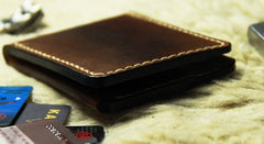 Coffee Vintage Leather Mens Slim Small Wallet Leather Bifold Wallets for Men - iwalletsmen