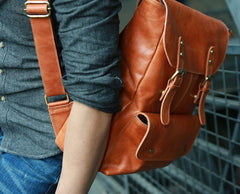 Cool Brown Mens Leather Backpack Travel Backpack School Backpacks for men - iwalletsmen
