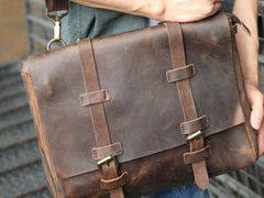 Vintage Leather Mens Briefcase Messenger Bag Handbag Shoulder Bag for men - iwalletsmen