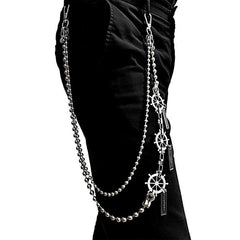 31'' Metal BIKER SILVER WALLET CHAIN Beaded LONG PANTS CHAIN ANCHOR Jeans Chain Jean ChainS FOR MEN - iwalletsmen