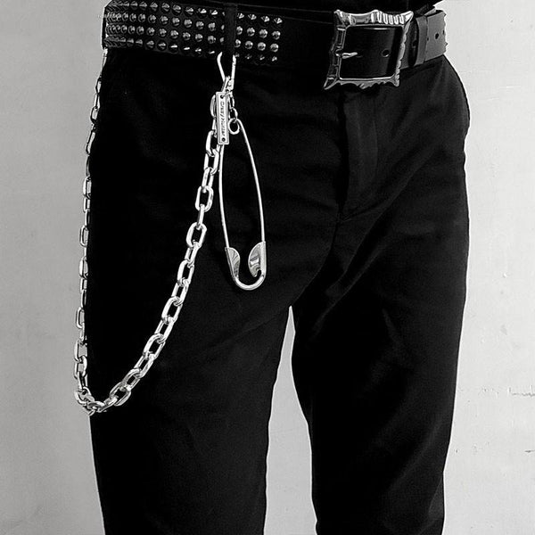 32'' Metal BIKER SILVER WALLET CHAIN LONG Safety Pin PANTS CHAIN Jeans Chain Jean ChainS FOR MEN - iwalletsmen