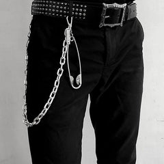 32'' Metal BIKER SILVER WALLET CHAIN LONG Safety Pin PANTS CHAIN Jeans Chain Jean ChainS FOR MEN - iwalletsmen