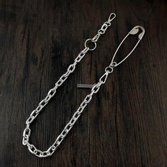 32'' Metal BIKER SILVER WALLET CHAIN LONG Safety Pin PANTS CHAIN Jeans Chain Jean ChainS FOR MEN - iwalletsmen