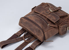 Vintage Cool Leather Mens Backpack Large Travel Bag Hiking Bag for men - iwalletsmen