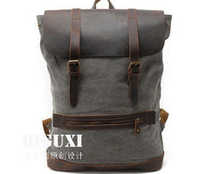 Cool Canvas Leather Mens School Backpack Laptop Backpack Canvas Travel Backpack Canvas for Men - iwalletsmen