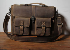 Handmade Leather Mens Cool Messenger Bag Work Bag Backpack Travel Bag Briefcase Bag for men