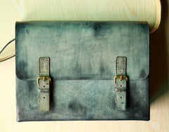 Handmade Vintage Leather Mens Messenger Bags Gray Shoulder Bag for Men - iwalletsmen
