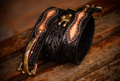 Handmade Genuine Leather Tooled Mens Belt Custom Cool Leather Men Black Belt for Men