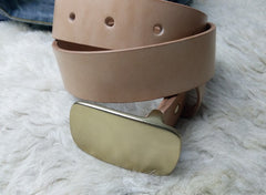 Beige Handmade Leather Mens Belt Leather Belt for Men - iwalletsmen