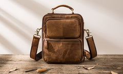 Cool Leather Brown Small Mens Messenger Bag Vintage Shoulder Bag  for Men - iwalletsmen