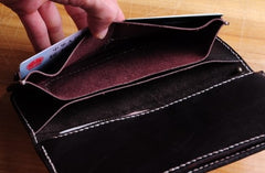 Handmade Tooled Floral Mens Leather Long Biker Wallet Cool Long Chain Wallet for Men - iwalletsmen
