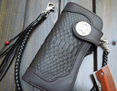 Handmade Leather Biker Wallet Mens Cool Chain Wallet Trucker Wallet with Chain