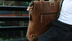 Vintage Mens Leather Briefcase Handbag Shoulder Bag Backpack for men - iwalletsmen