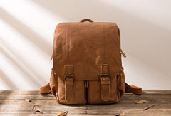 Cool Brown Mens Leather Backpacks Travel Backpacks Laptop Backpack for men - iwalletsmen