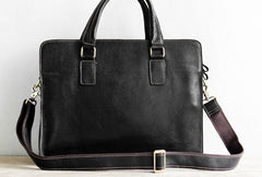 Vintage Black Leather Mens Briefcases Work Bag Laptop Bag Business Bag for Men - iwalletsmen